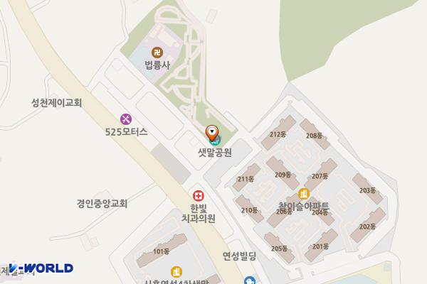 샛말공원 화장실 위치 지도 — 경기도 시흥시 하중로173번길 23(하중동)