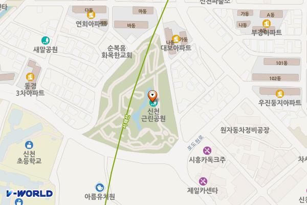 신천공원 화장실 위치 지도 — 경기도 시흥시 포도원로 109번길 9