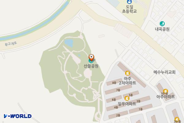 산들공원(관리사무소) 화장실 위치 지도 — 경기도 시흥시 군자동 1352