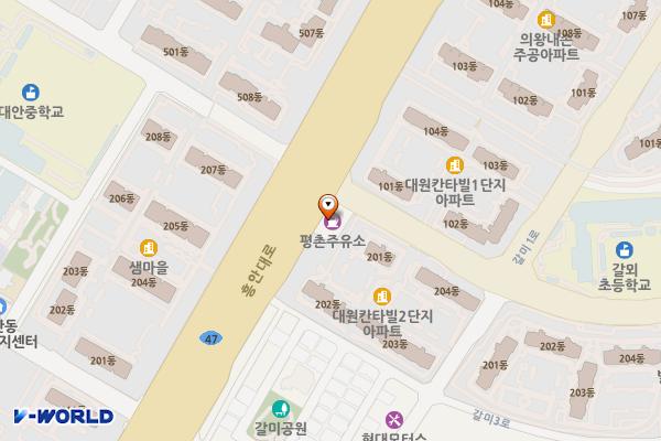 S-Oil 평촌주유소 위치 지도 — 경기도 의왕시 갈미로 2, 평촌주유소 (내손동)