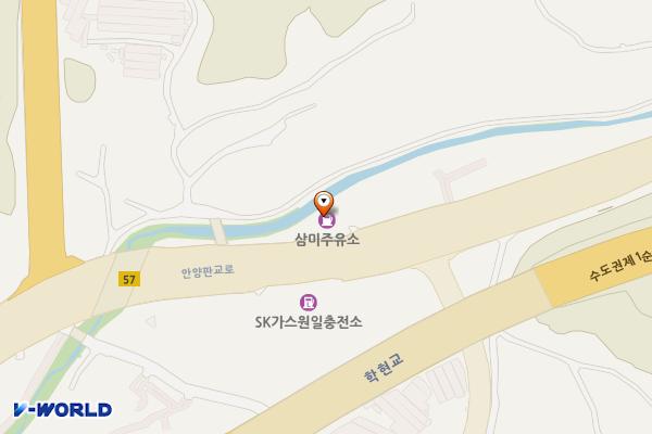 삼미주유소 위치 지도 — 경기도 의왕시 안양판교로 377, 삼미오일뱅크 (청계동)