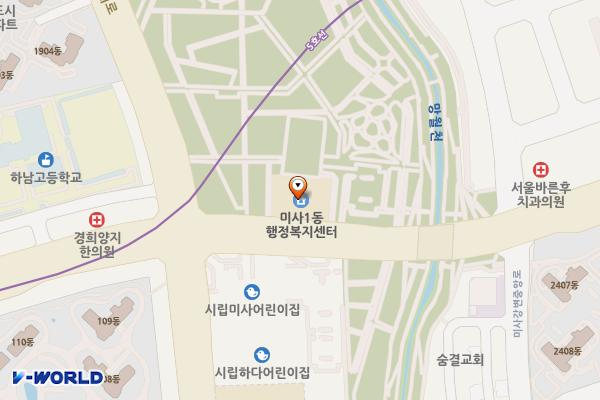 미사1동행정복지센터 2층 위치 지도 — 경기도 하남시 미사강변남로 59