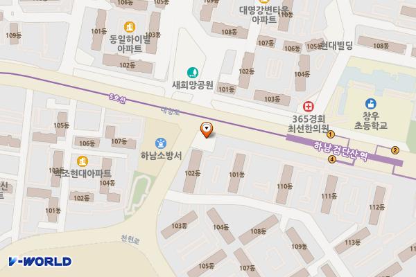 하남창우동 우체국 화장실 위치 지도 — 경기도 하남시 대청로 80