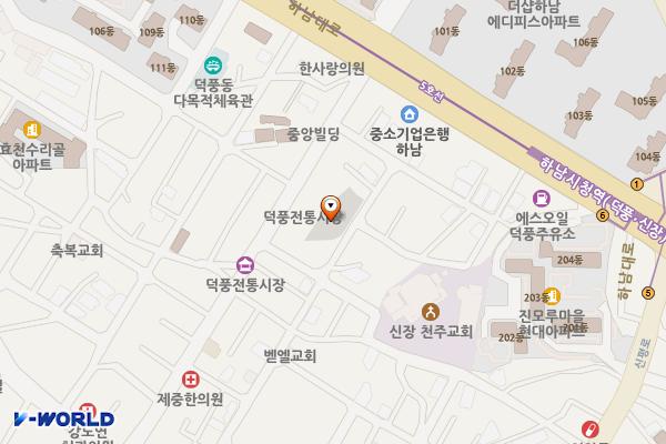 덕풍전통시장 공영주차장(1F) 위치 지도 — 경기도 하남시 신장로 154번길 57
