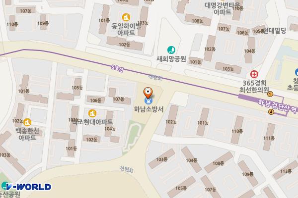 하남소방서 화장실(1층) 위치 지도 — 경기도 하남시 대청로 76