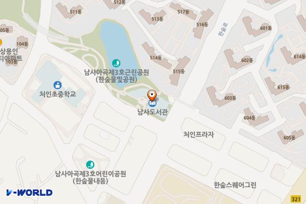 남사도서관 개방화장실 위치 지도 — 경기도 용인시 처인구 한숲로 61