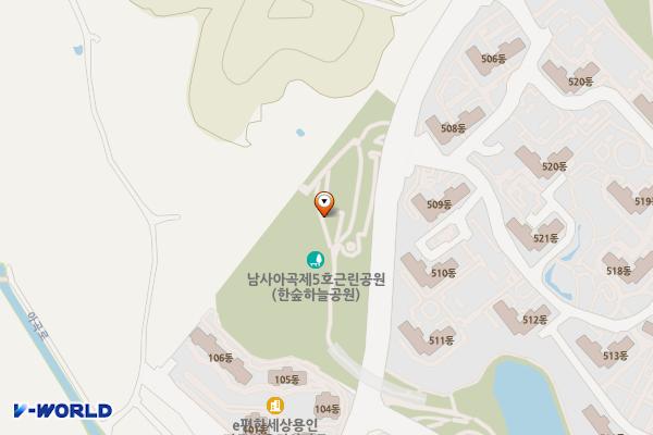 한숲하늘근린공원 공중화장실 위치 지도 — 경기도 용인시 처인구 남사읍 한숲로57번길 30-1
