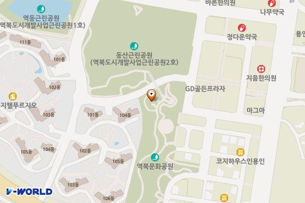 역북문화공원 공중화장실 위치 지도 — 경기도 용인시 처인구 명지로40번길 15-16