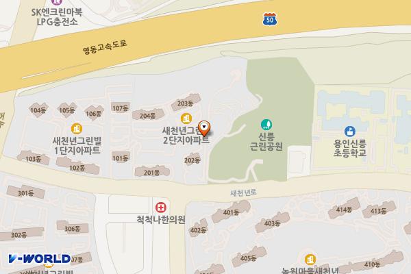 신릉근린공원 공중화장실 위치 지도 — 경기도 용인시 기흥구 새천년로 29 (신갈동)