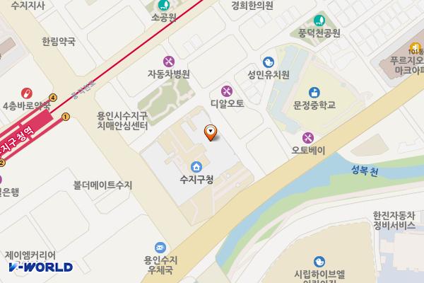 수지복지센터 개방화장실 위치 지도 — 경기도 용인시 수지구 포은대로 435 (풍덕천동, 복지센터)
