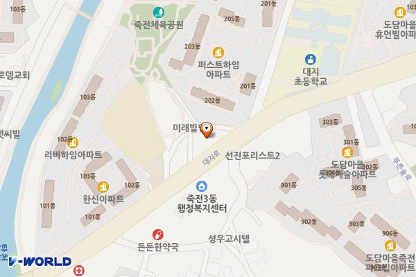 금강프라자 개방화장실 위치 지도 — 경기도 용인시 수지구 대지로 43 (죽전동, 금강프라자)