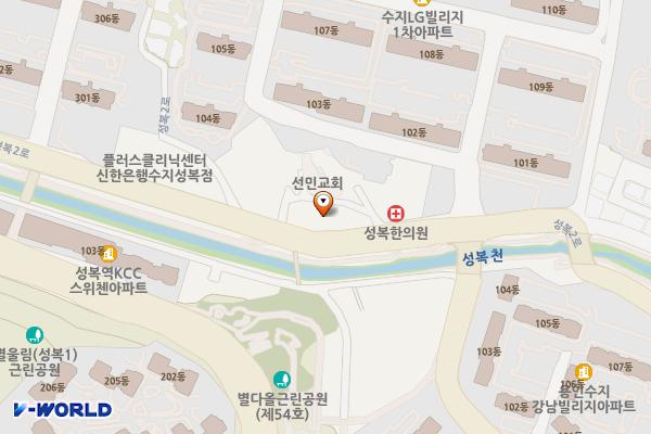 예반 아이엔 프라자 개방화장실 위치 지도 — 경기도 용인시 수지구 성복2로 100 (성복동, 예반 아이엔 프라자)