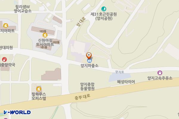 용인동부경찰서 양지파출소 개방화장실 위치 지도 — 경기도 용인시 처인구 양지면 양지로 165, 양지파출소
