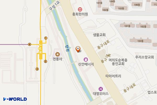 탄천 래미안입구삼거리 공중화장실 위치 지도 — 경기도 용인시 기흥구 용구대로 2385