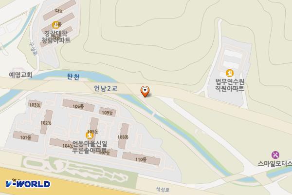탄천 법무연수원삼거리 공중화장실 위치 지도 — 경기도 용인시 기흥구 구성로 206 (언남동)