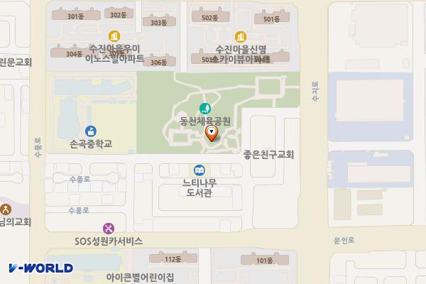동천체육공원 공중화장실 위치 지도 — 경기도 용인시 수지구 수풍로116번길 23 (동천동)