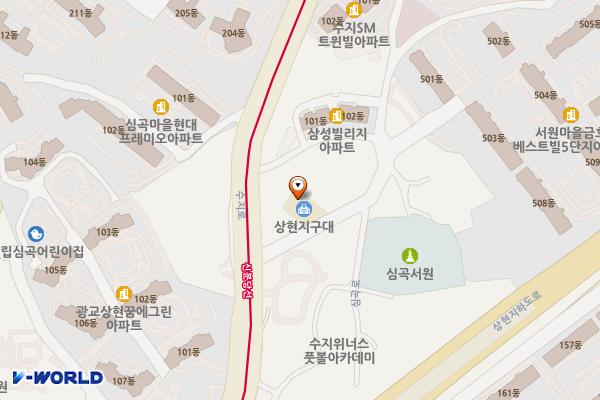 용인서부경찰서 상현지구대 개방화장실 위치 지도 — 경기도 용인시 수지구 심곡로 7, 상현지구대 (상현동)