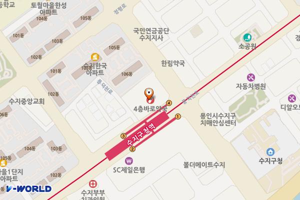수지로얄스포츠센터 개방화장실 위치 지도 — 경기도 용인시 수지구 풍덕천로 119 (풍덕천동, 로얄스포츠센터)