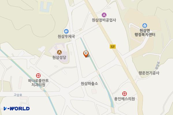 원삼 안산소하천 생태공원 공중화장실 위치 지도 — 경기도 용인시 처인구 원삼면 고당로 8