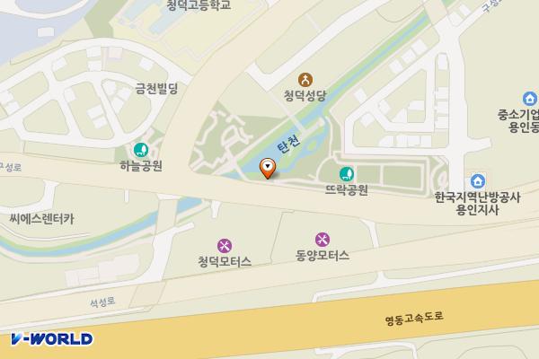 뜨락문화공원 공중화장실 위치 지도 — 경기도 용인시 기흥구 구성로 325 (청덕동)