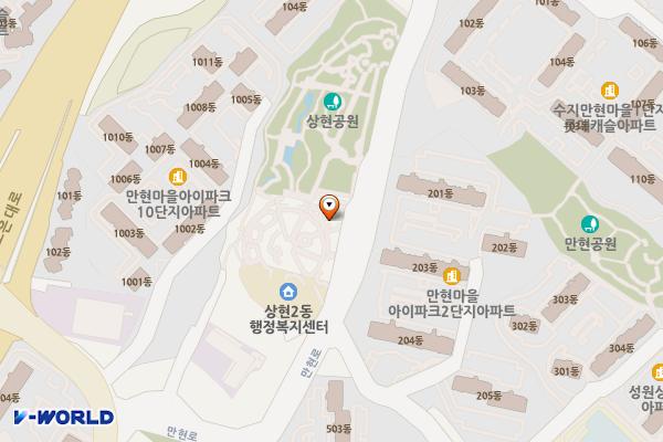 상현근린공원 공중화장실 위치 지도 — 경기도 용인시 수지구 만현로 58 (상현동)