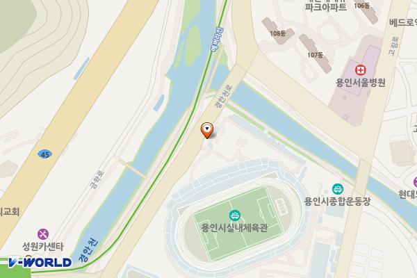 용인종합운동장2(주차장입구) 공중화장실 위치 지도 — 경기도 용인시 처인구 경안천로 78 (마평동)