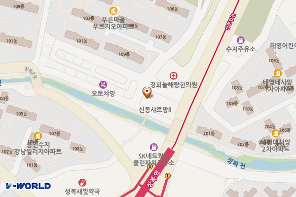 신봉브이샤르망3 개방화장실 위치 지도 — 경기도 용인시 수지구 성복2로76번길 26-2 (성복동, 신봉샤르망3)