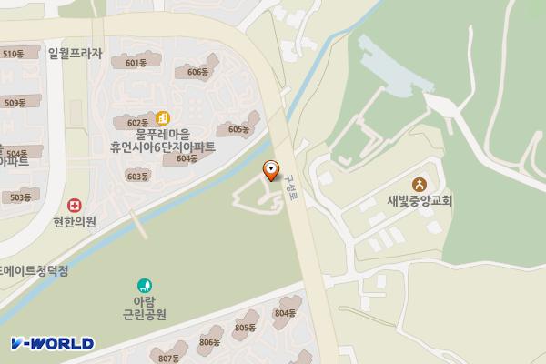 아람근린공원 공중화장실 위치 지도 — 경기도 용인시 기흥구 구성로 449 (청덕동)