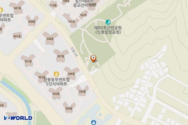 신봉힐링공원 공중화장실 위치 지도 — 경기도 용인시 수지구 신봉2로 134 (신봉동)