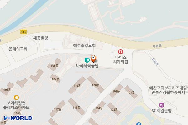 나곡체육공원 공중화장실 위치 지도 — 경기도 용인시 기흥구 사은로 114 (보라동)