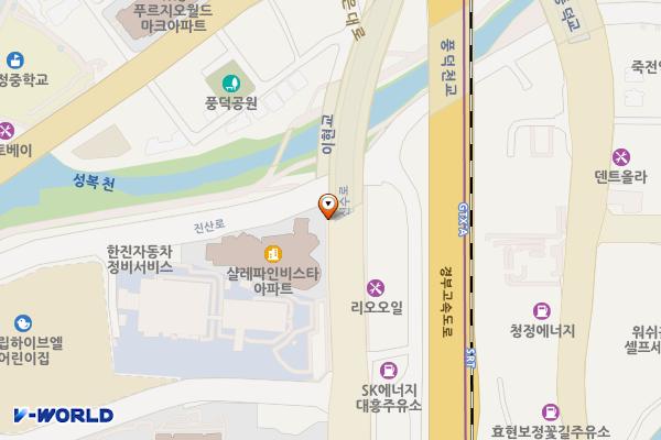 성복천 풍덕고가밑 삼거리 공중화장실 위치 지도 — 경기도 용인시 기흥구 진산로 152