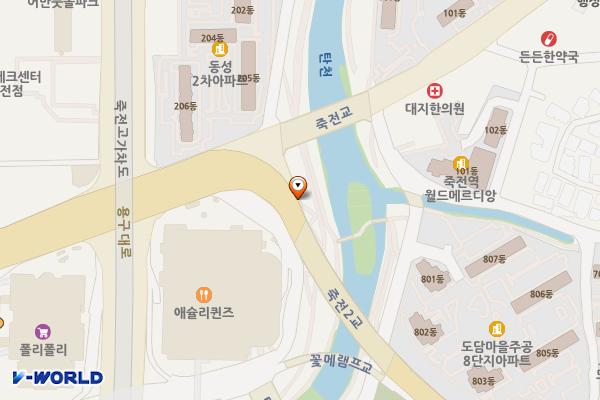 탄천 죽전삼거리 공중화장실 위치 지도 — 경기도 용인시 수지구 포은대로 561