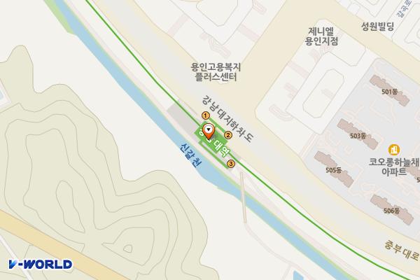 용인경전철 강남대역 개방화장실 위치 지도 — 경기도 용인시 기흥구 중부대로 578, 강남대역 (구갈동)