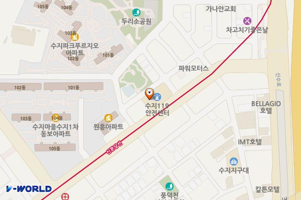 수지119안전센터 개방화장실 위치 지도 — 경기도 용인시 수지구 풍덕천로 177, 수지소방서 (풍덕천동)