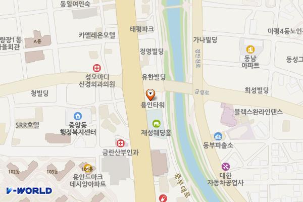 용인타워 개방화장실 위치 지도 — 경기도 용인시 처인구 금령로 116, 용인타워 (김량장동)