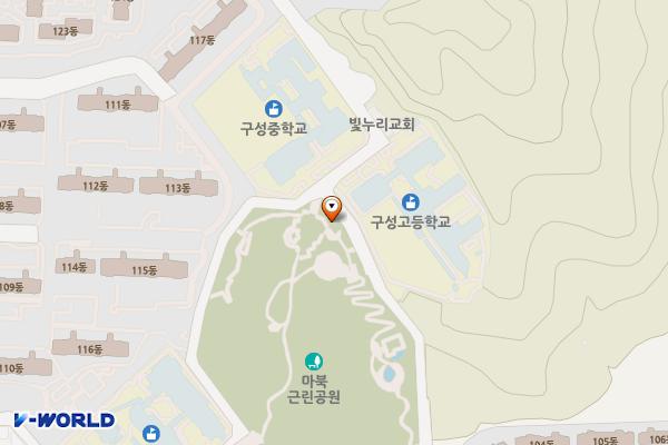 마북근린공원 공중화장실 위치 지도 — 경기도 용인시 기흥구 구성로53번길 35-13 (마북동)