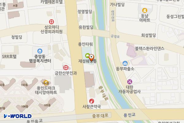 재성빌딩 개방화장실 위치 지도 — 경기도 용인시 처인구 백옥대로 1112 (김량장동, 재성웨딩홀)