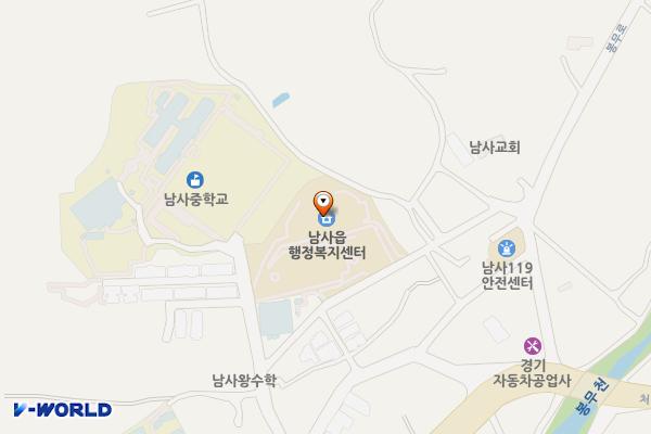 남사읍 행정복지센터 개방화장실 위치 지도 — 경기도 용인시 처인구 남사읍 내기로 22