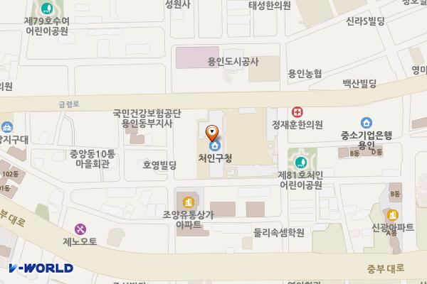처인구청(제2별관) 개방화장실 위치 지도 — 경기도 용인시 처인구 금령로 50