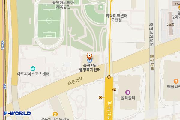 죽전2동 행정복지센터 개방화장실 위치 지도 — 경기도 용인시 수지구 포은대로 523