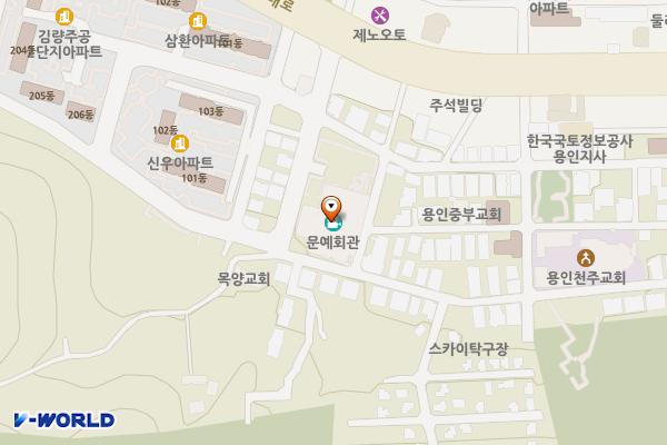 용인시문예회관 개방화장실 위치 지도 — 경기도 용인시 처인구 중부대로1392번길 15, 용인시문예회관 (김량장동)