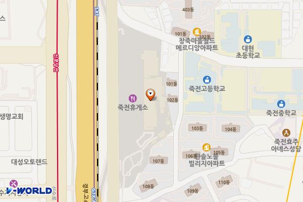 죽전휴게소(서울) 개방화장실 위치 지도 — 경기도 용인시 수지구 경부고속도로 400