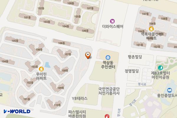 늘품어린이공원 공중화장실 위치 지도 — 경기도 용인시 처인구 명지로16번길 9-4 (역북동)
