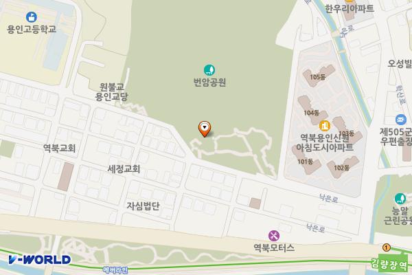 번암근린공원 공중화장실 위치 지도 — 경기도 용인시 처인구 금학로277번길 16-7 (역북동)