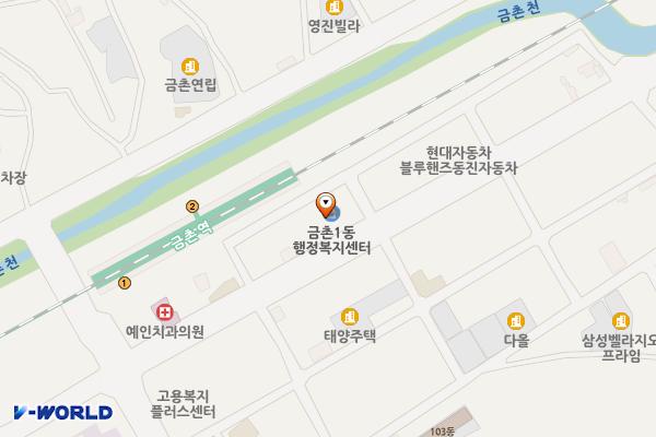 금촌1동행정복지센터 1층 화장실 위치 지도 — 경기도 파주시 새꽃로 215