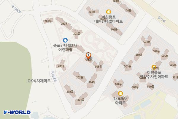증포3지구 제1공원 위치 지도 — 경기도 이천시 아리역로38번길 33 (증포동, 한양수자인아파트 3블록)