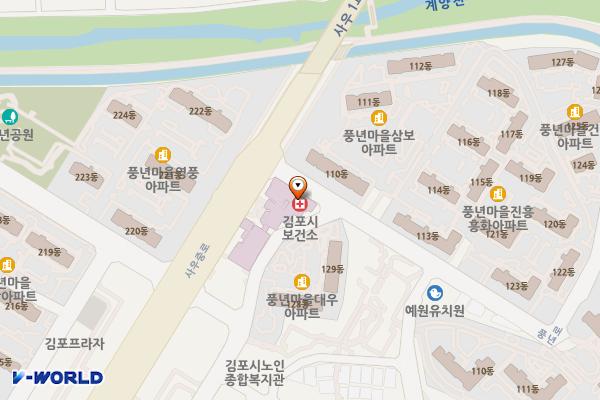 김포시보건소 위치 지도 — 경기도 김포시 사우중로 108, 김포시 보건소 (사우동)