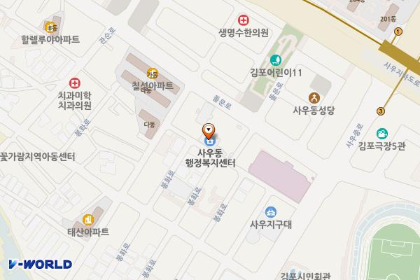 사우동행정복지센터 위치 지도 — 경기도 김포시 돌문로 51, 사우동행정복지센터 (사우동)