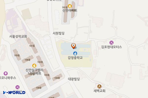 본관 화장실 위치 지도 — 경기도 김포시 감정로 25, 감정중학교 (감정동)