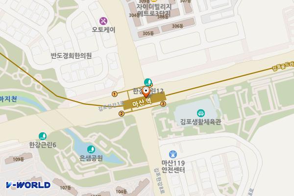 마산역 위치 지도 — 경기도 김포시 김포한강3로 지하442, 마산역 (마산동)